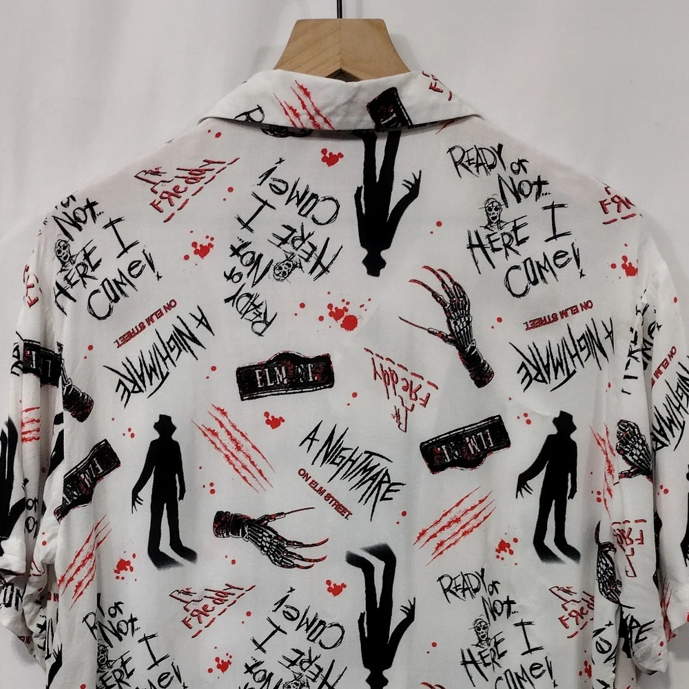 A Nightmare On Elm Street Graphic Horror Button Shirt Mens M White Halloween - Picture 7 of 8
